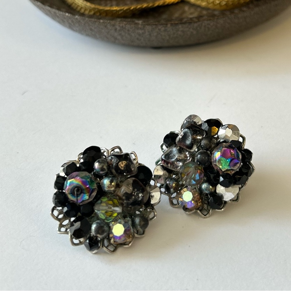 Black Iridescent Mid Century Clips